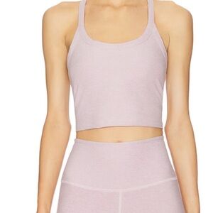 Beyond Yoga On The Up Cropped Tank Top Blush Blooms Heather NWOT. Size S